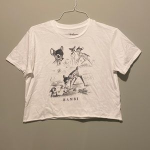 Disney Bambi White Crop Top (Size L)